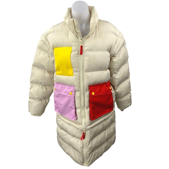 Lego x Target Cream Long Sleeve Colorblock Full Zip Long Quilted Puffer Jacket S - Picture 2 of 6